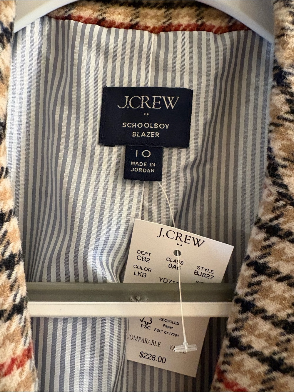 J. Crew Herringbone Wool Blender Blazer NWT - Picture 13 of 14